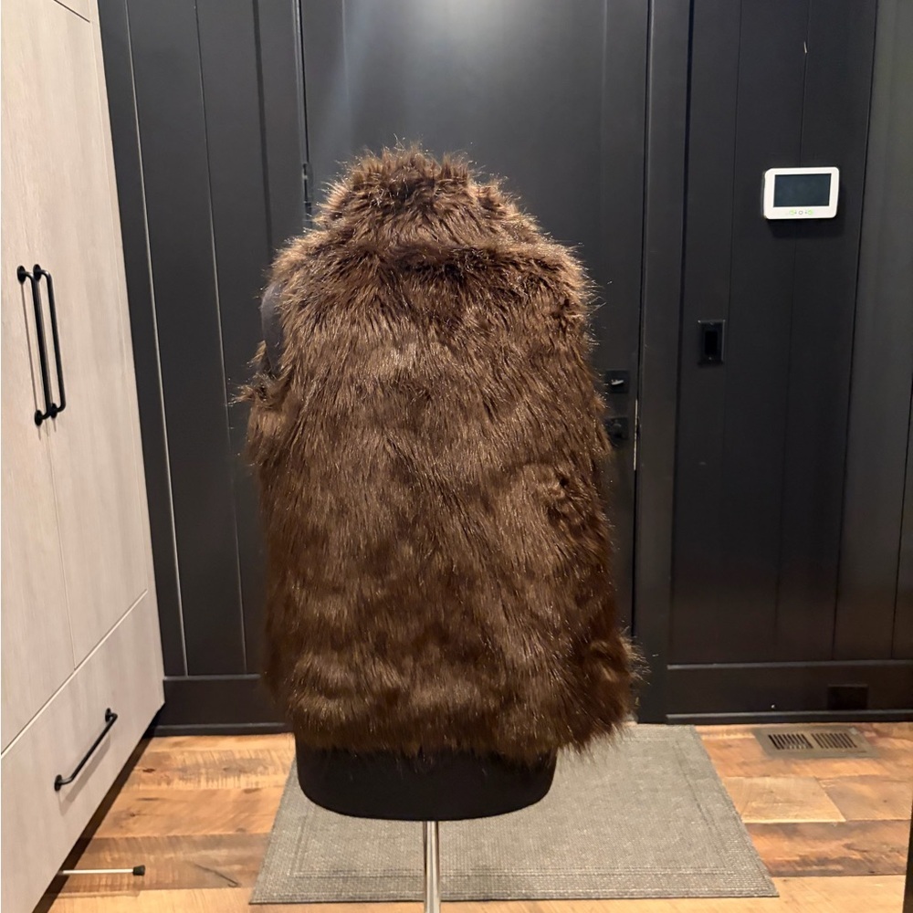 Kenar Brown Faux Fur Vest | Boho Open Front | S/M - Picture 2 of 3